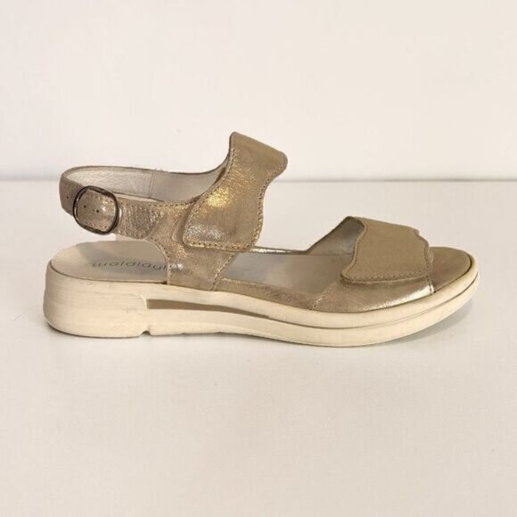 Waldlaufer Sina Metallic Silver Leather Comfort Sandals - Picture 2 of 8